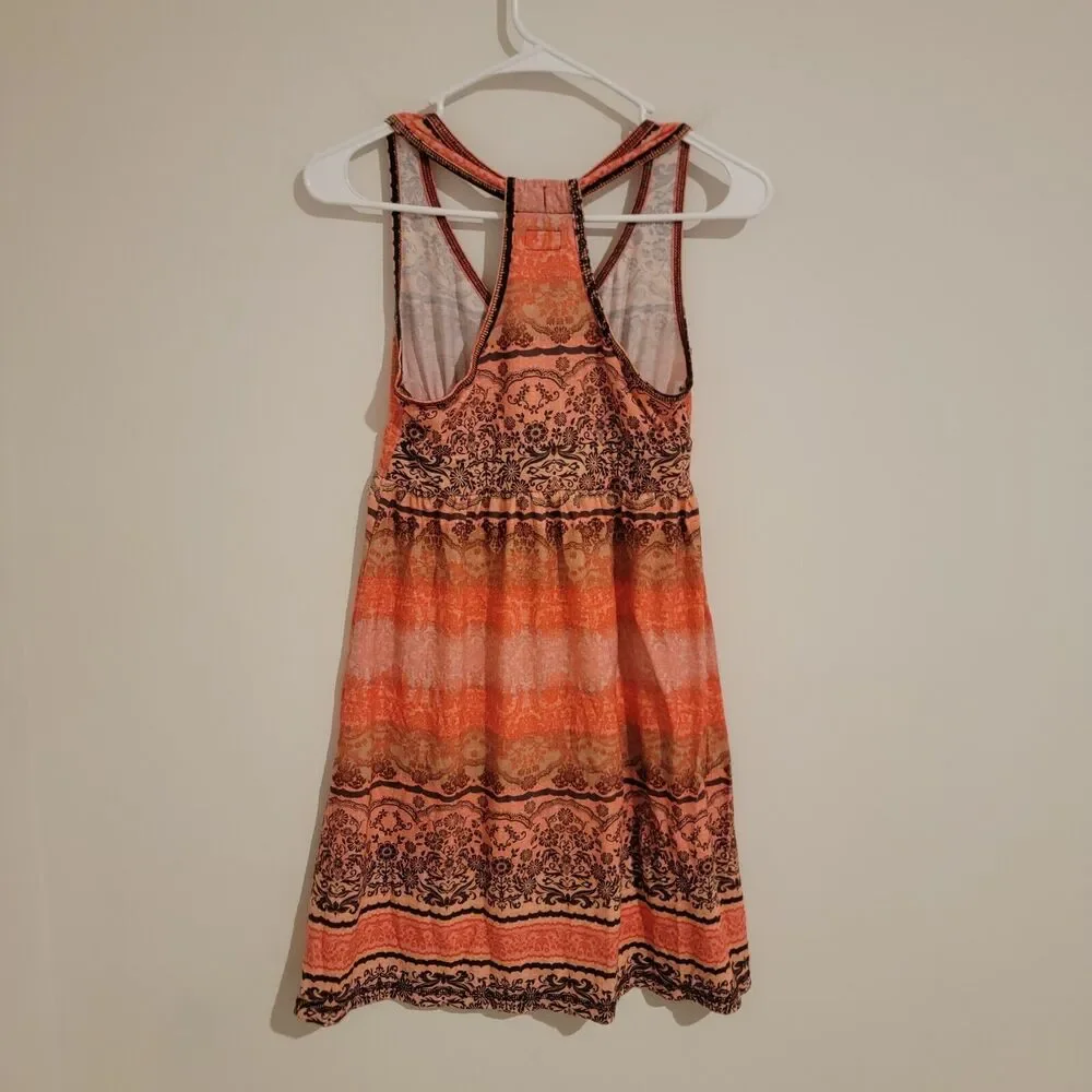 Vintage‎ Y2K Mudd Babydoll Size Small S Floral Racerback Boho Mini Dress Hippie